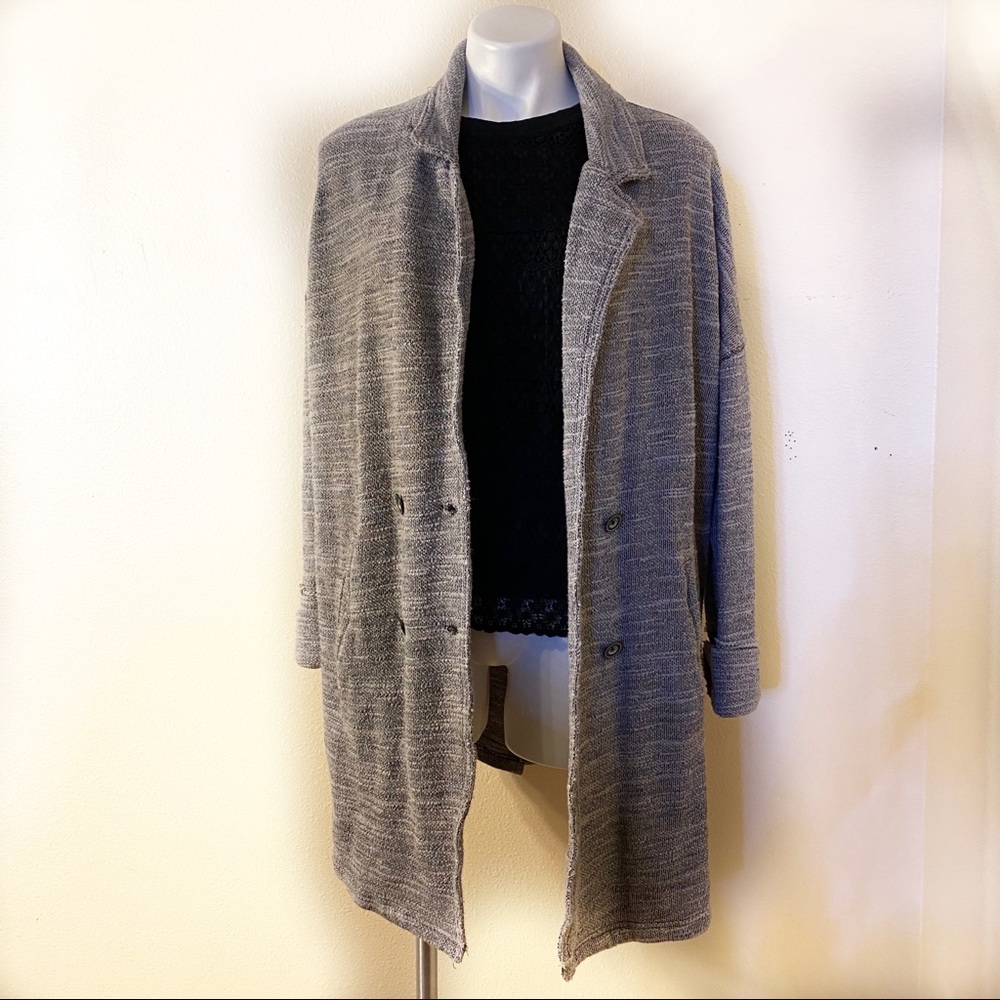 Free People Gray Open Front Sweater Coat